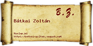 Bátkai Zoltán névjegykártya